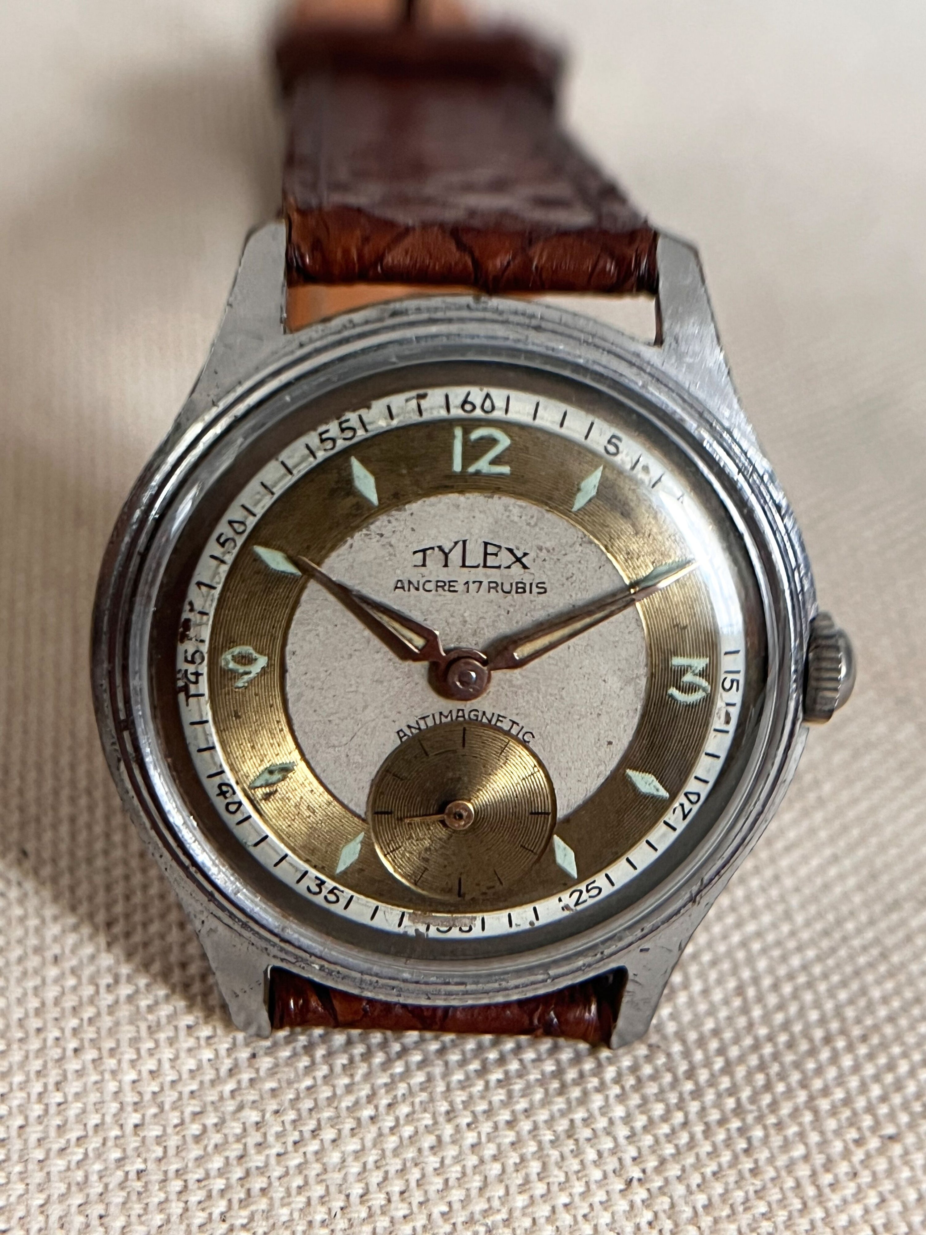 1950 Tylex cadran bi-colore or