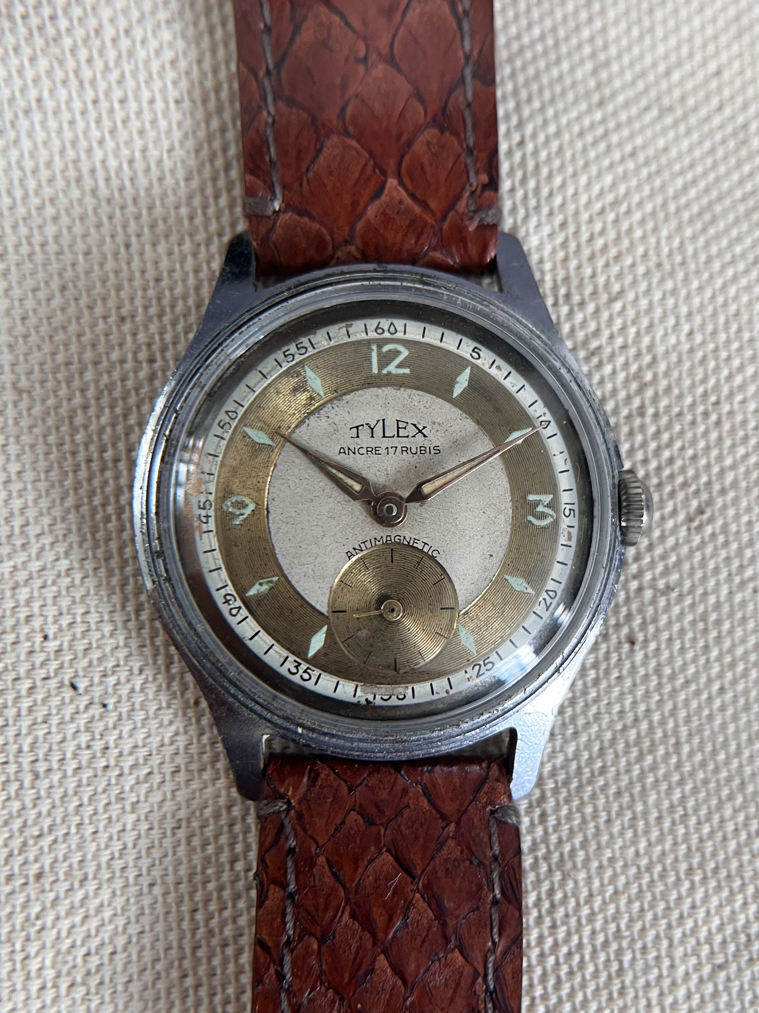 1950 Tylex cadran bi-colore or