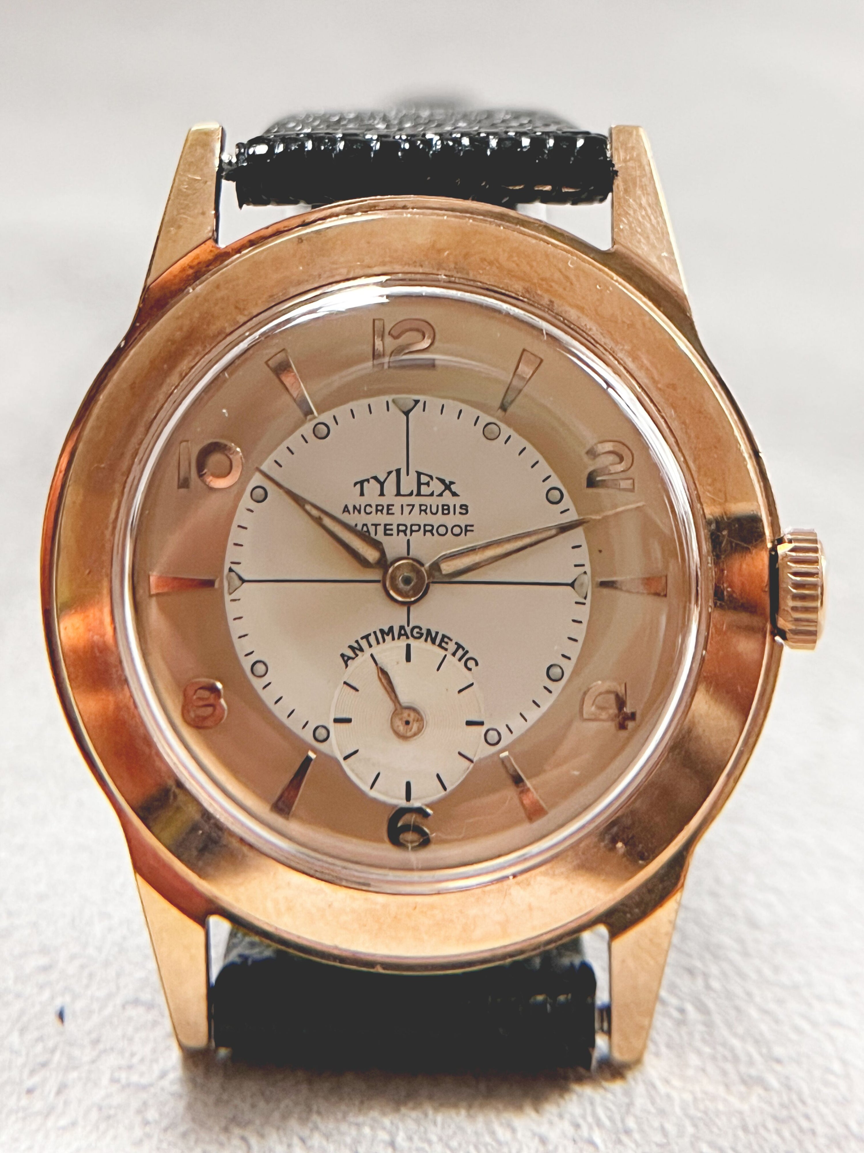 1950 Tylex cadran bi-colore or rose